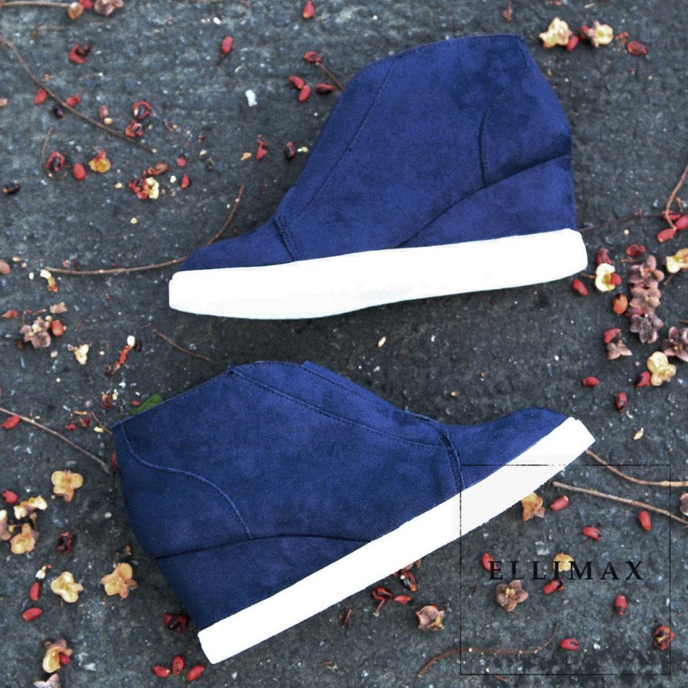NEW🔥 Navy Elastic Sneaker Platform Wedge Heel Zip
